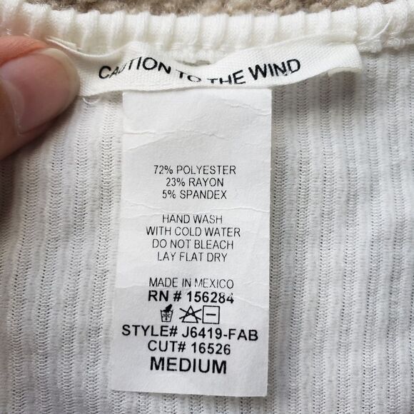 CAUTION to the Wind White Ivory Textured Front Tie Sleeveless Top Size Medium - Picture 3 of 7